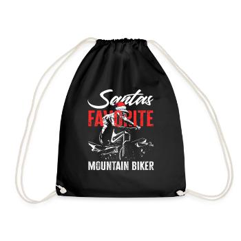 Santa's favorite mountain biker - Drawstring Bag - black - Front