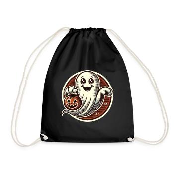Cute Halloween Ghost Trick Or Treat - Drawstring Bag - black - Front