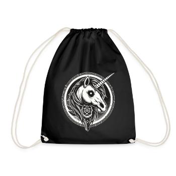 Creepy Gothic Unicorn Aesthetic Goth Design - Drawstring Bag - black - Front