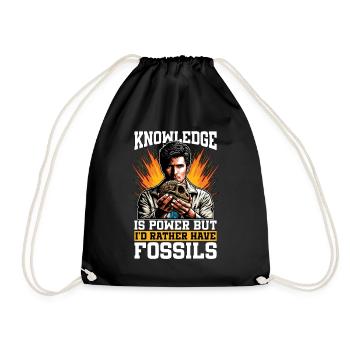 Fossil Hunter Knowledge Is Power Paleontologist - Drawstring Bag - black - Front