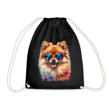 Pomeranian Pomeranian Sunglasses Dog Print - Drawstring Bag - black - Front
