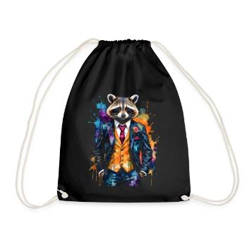 Costume de raton laveur Imprimé de design animal coloré - Sac de sport léger - noir - Devant