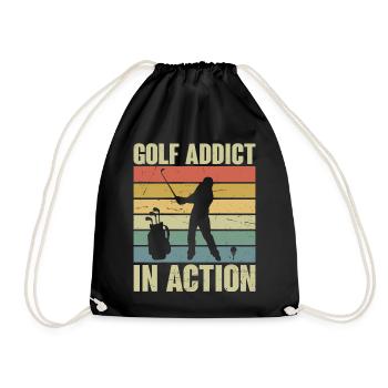 Golf Addict in Action Retro - Turnbeutel - Schwarz - Vorne