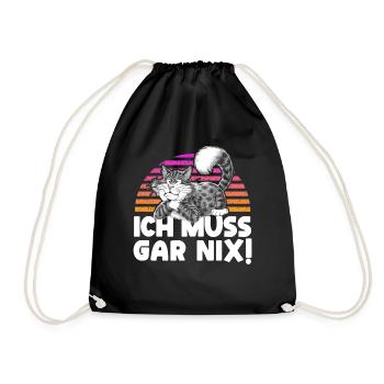 Lazy Tshirt Work Cat Funny Sarcasm Office - Drawstring Bag - black - Front