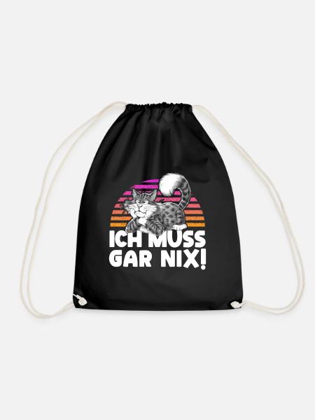 Faul Tshirt Arbeit Katze Witzig Sarkasmus Büro - Turnbeutel - Schwarz