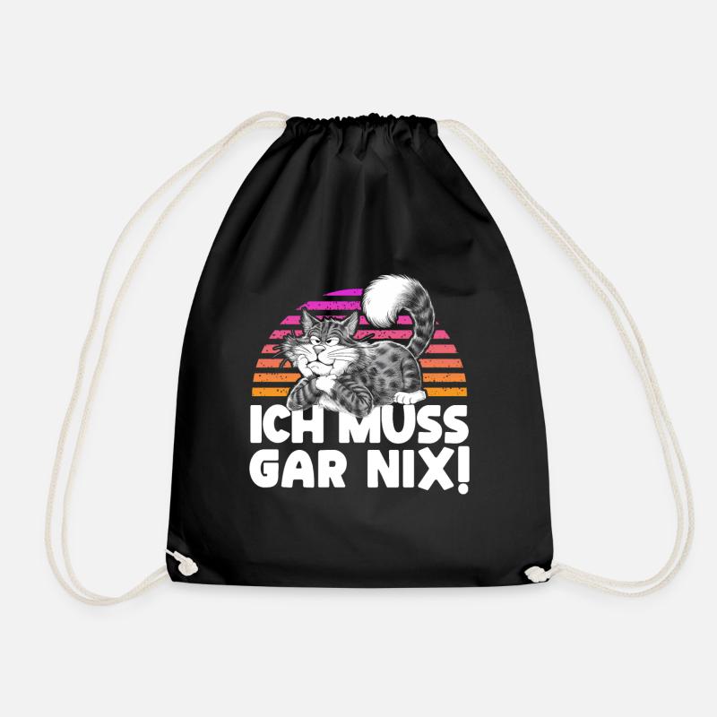 Faul Tshirt Arbeit Katze Witzig Sarkasmus Büro - Turnbeutel - Schwarz