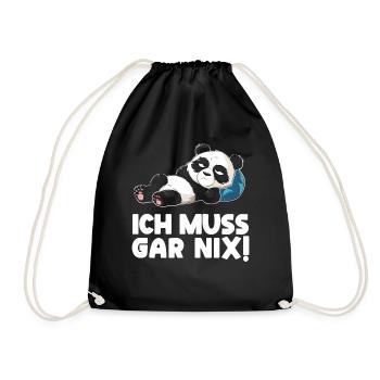 Lazy Tshirt Work Panda Funny Sarcasm Office - Drawstring Bag - black - Front