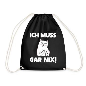 Lazy Tshirt Work Cat Funny Sarcasm Office - Drawstring Bag - black - Front