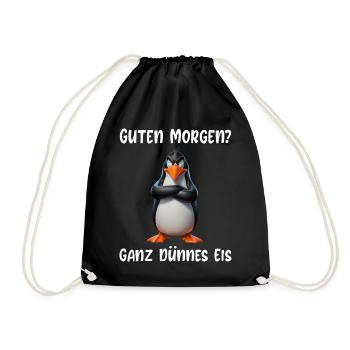 Penguin Tshirt Funny Funny Humor Sarcasm Office - Drawstring Bag - black - Front
