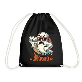 Booing Ghost Funny Halloween Ghost Design - Drawstring Bag - black - Front