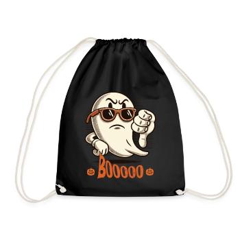 Booing Ghost Funny Ghost Halloween Design - Drawstring Bag - black - Front