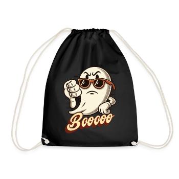 Booing Ghost Funny Ghost Design - Drawstring Bag - black - Front