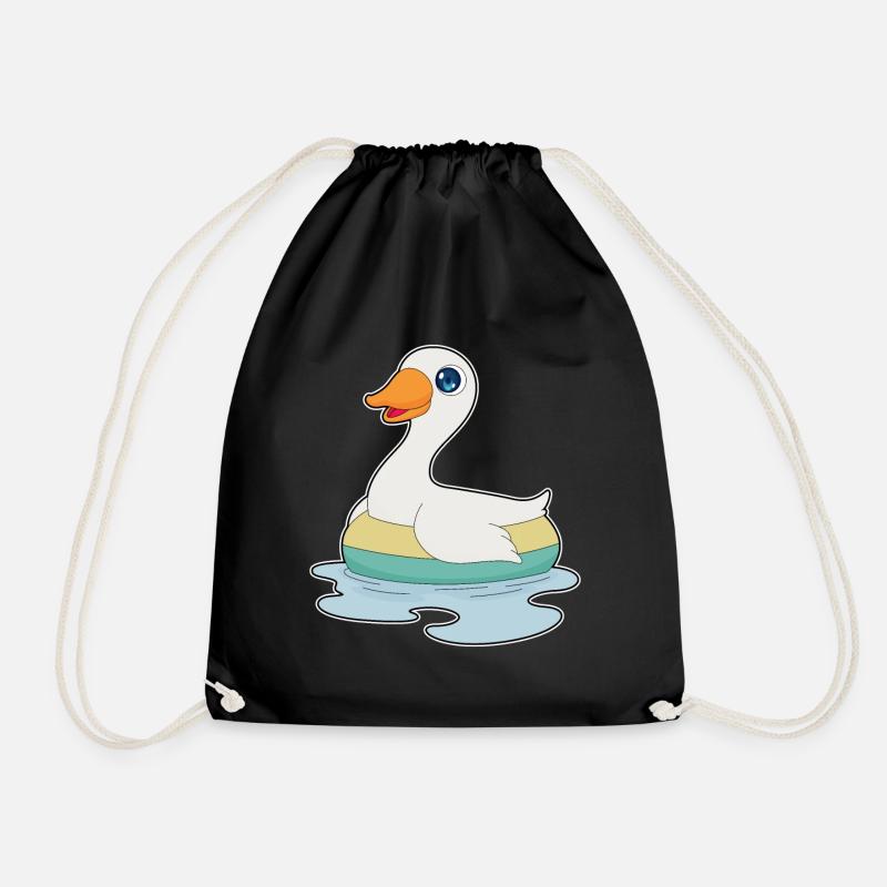 Ente Schwimmen Schwimmring - Turnbeutel - Schwarz