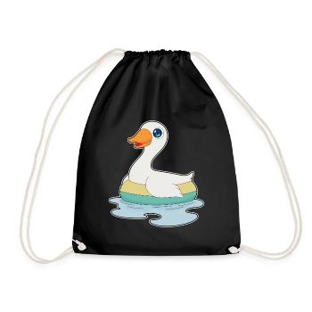 Ente Schwimmen Schwimmring - Turnbeutel - Schwarz - Vorne