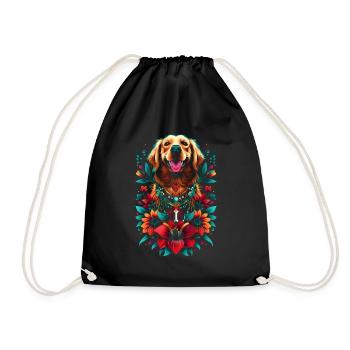 Funny Golden Retriever Dog Art Dog Owner - Drawstring Bag - black - Front