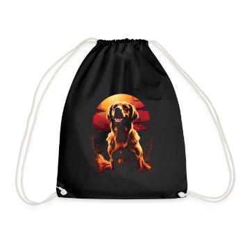 Funny Golden Retriever Dog Art Dog Owner - Drawstring Bag - black - Front