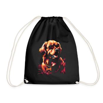 Funny Golden Retriever Dog Art Dog Owner - Drawstring Bag - black - Front