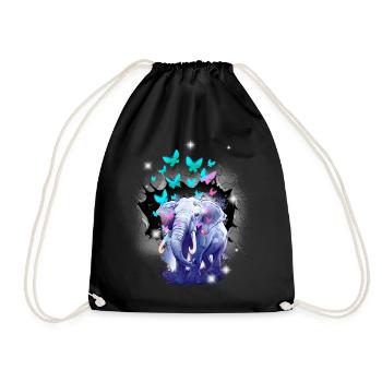 Eléphant Eléphants Papillons Insectes Enfants - Sac de sport léger - noir - Devant