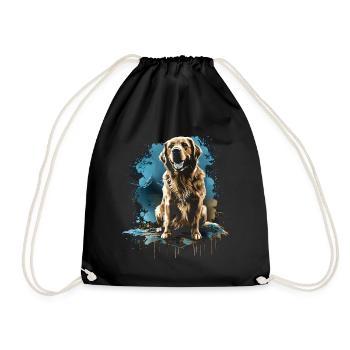 Lustige Golden Retriever Hund Kunst Hundebesitzer - Turnbeutel - Schwarz - Vorne
