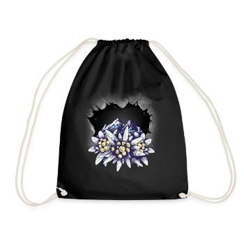 Mountain Mountains Tyrol Austria Switzerland Mountain Flowers - Drawstring Bag - black - Front