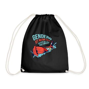 Gendern Tshirt Herren Damen Lustig Witzig Spruch - Turnbeutel - Schwarz - Vorne