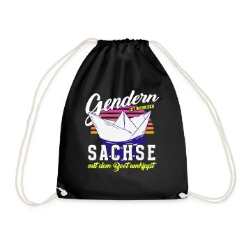 Gendern Tshirt Men Women Funny Funny Saying - Drawstring Bag - black - Front