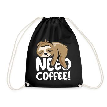 need coffee sloth funny sayings comic cartoon - Drawstring Bag - black - Front