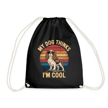 Cavalier Spaniel My Dog Thinks I'm Cool - Drawstring Bag - black - Front