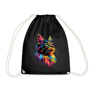 Maine Coon Chat Arc-en-ciel coloré Maine Coon Chats - Sac de sport léger - noir - Devant