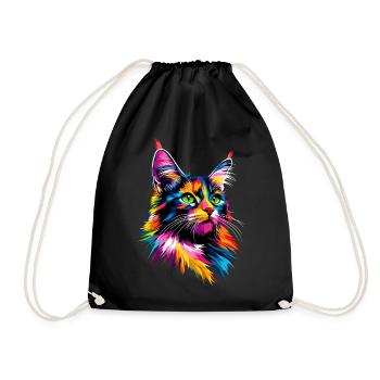 Maine Coon Chat Arc-en-ciel coloré Maine Coon Chats - Sac de sport léger - noir - Devant