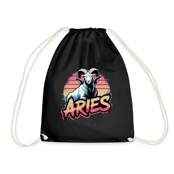 Aries Horoscope Astrology Sign Vintage Design. - Drawstring Bag - black - Front