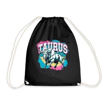 Taurus Horoscope Astrology Vintage 80s Design. - Drawstring Bag - black - Front