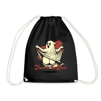 Freak in the Sheet Humorous Sarcastic Halloween - Drawstring Bag - black - Front