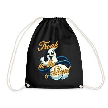 Freak In The Sheet Funny Ghost Design - Drawstring Bag - black - Front