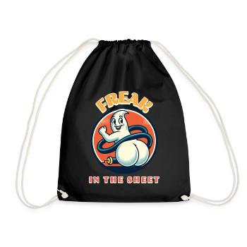 Freak In The Sheet Funny Ghost Design - Drawstring Bag - black - Front