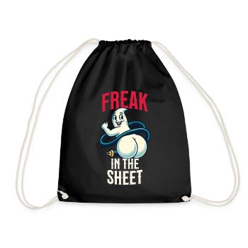 Freak Under Sheet Lustiges Gespenster Design - Turnbeutel - Schwarz - Vorne