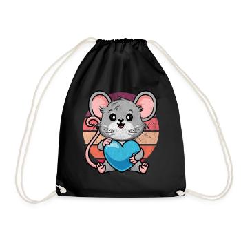 Ratte mit blauem Herz - Turnbeutel - Schwarz - Vorne