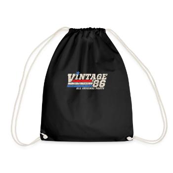 1986 Birthday Vintage All Original Parts No II - Drawstring Bag - black - Front