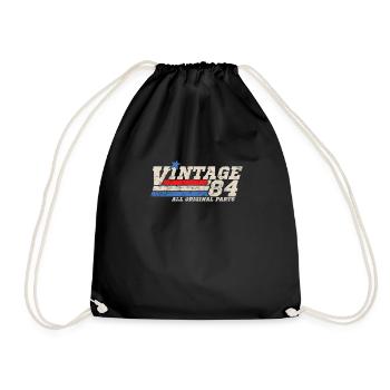 1984 Birthday Vintage All Original Parts No II - Drawstring Bag - black - Front