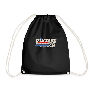 1976 Birthday Vintage All Original Parts No II - Drawstring Bag - black - Front