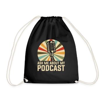 Podcast Podcaster - Turnbeutel - Schwarz - Vorne