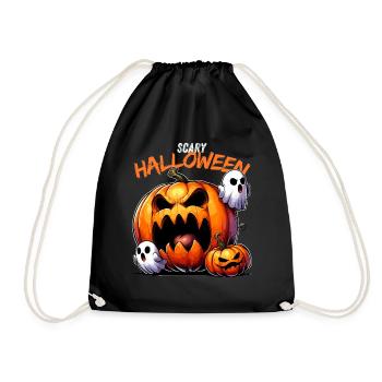 Scary Halloween Pumpkin Pumpkin Face Ghost Creepy - Drawstring Bag - black - Front