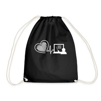 English Teacher English Teacher Heartbeat - Drawstring Bag - black - Front