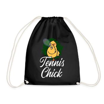 Funny Tennis Player Racket Chicken - Drawstring Bag - black - Front