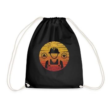Retro Inspector Technician Repair Elevator - Drawstring Bag - black - Front