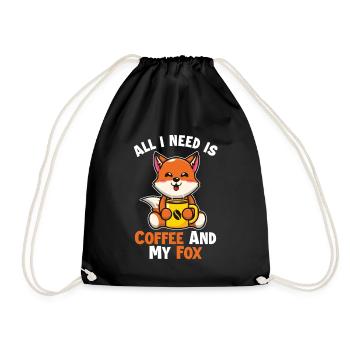 Kaffee und mein Fuchs Rotfuchs Canidae Caninae Fuchs - Turnbeutel - Schwarz - Vorne
