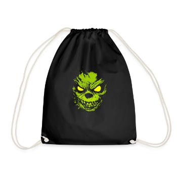 Horror Halloween Costume Glowing Green Monster - Drawstring Bag - black - Front