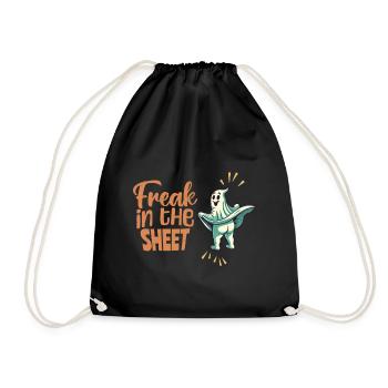 Freak in the Sheet Funny Halloween Ghost - Drawstring Bag - black - Front