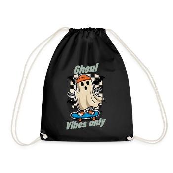 Ghoul Vibes Only Funny Halloween Saying Design - Drawstring Bag - black - Front