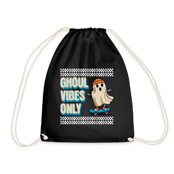Ghoul Vibes Only Funny Halloween Saying Design - Drawstring Bag - black - Front